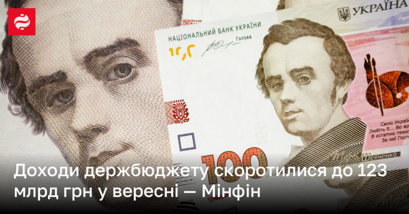 Згідно з інформацією Міністерства фінансів, у вересні доходи державного бюджету зменшилися до 123 мільярдів гривень.